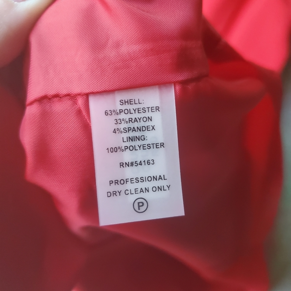 Calvin Klein Red Sheath Dress Slit Ruffle Black Belt Preppy Work Classic Office - Picture 5 of 11